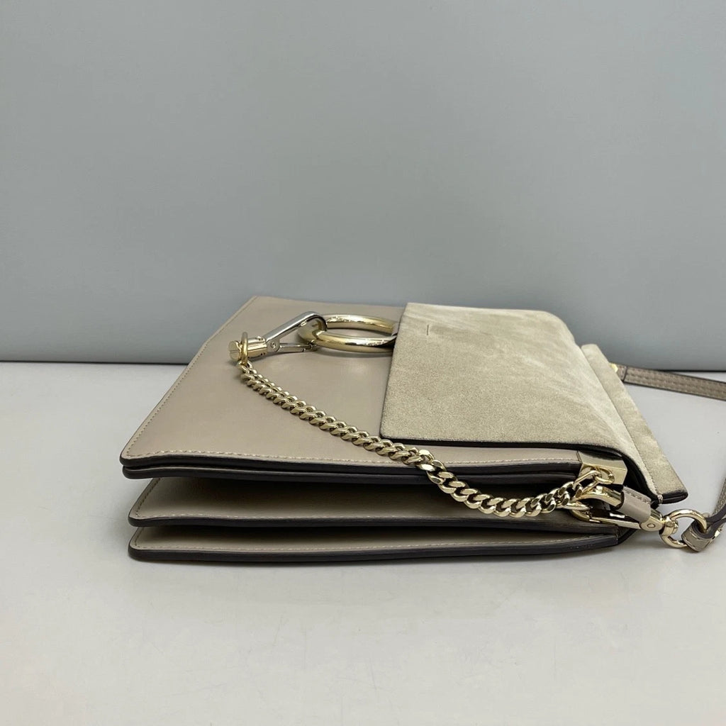 Chloe Faye GM Shoulder Bag Crossbody Gray Silver Women Classic