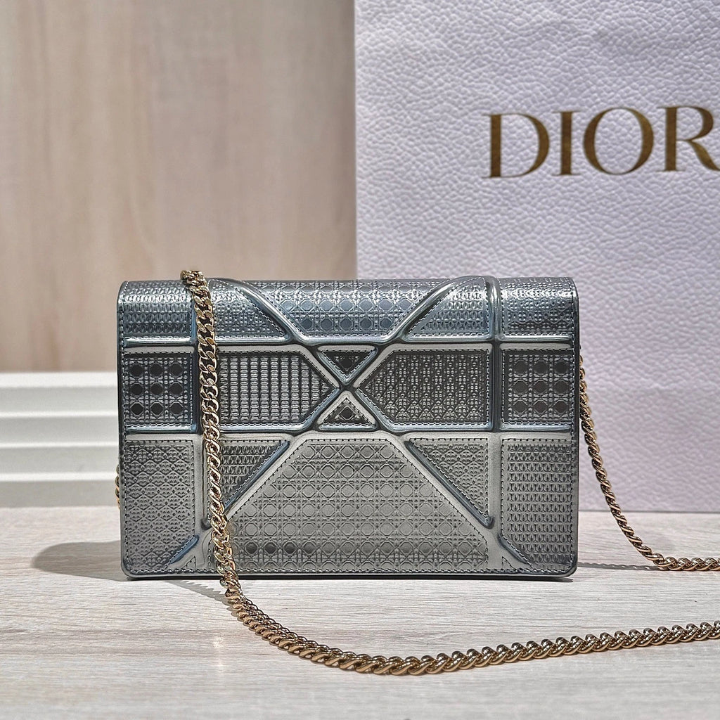 Dior Silver Shield WOC Leather Chain Crossbody Bag For Women