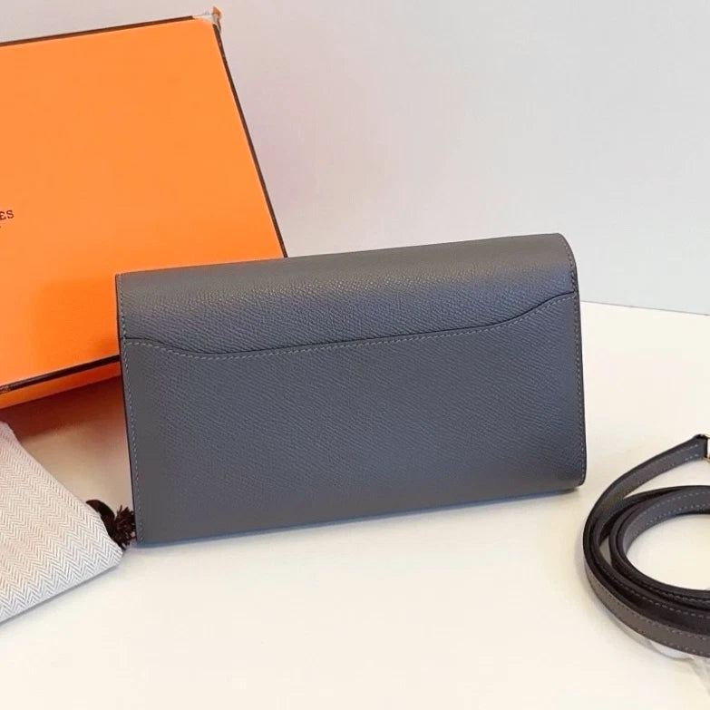 Excellent Hermes Constance to Go Epsom Leather Gray Crossbody Ghw Excellent