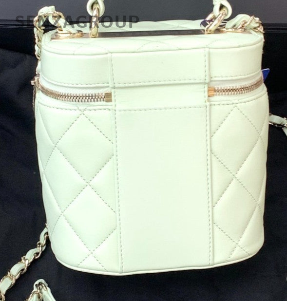 Chanel Trendy Lambskin Bucket Chain Shoulder Bag Crossbody Green Gold Women