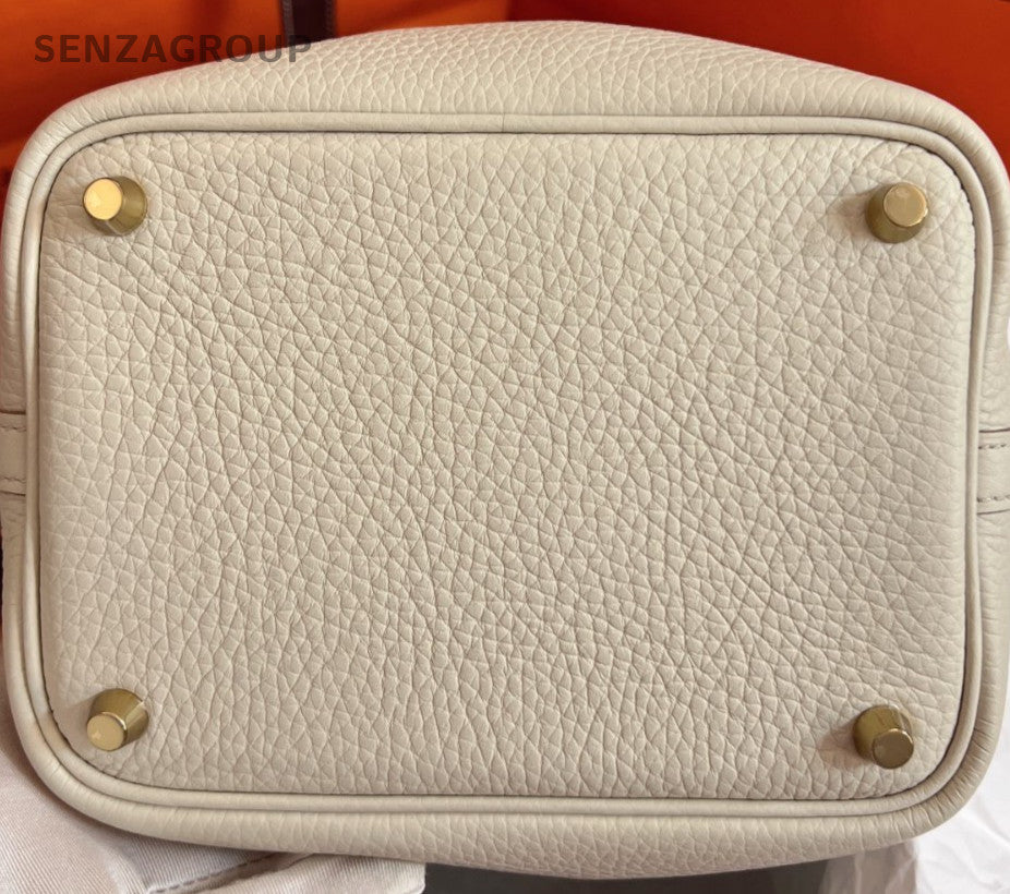Hermes Picotin Lock Silver Hardware Tote Bag White Gold Used Women Classic