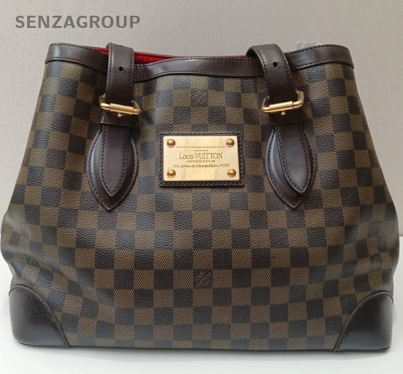 Louis Vuitton Damier Ebene Tote Shoulder Bag Brown Gold Women Classic