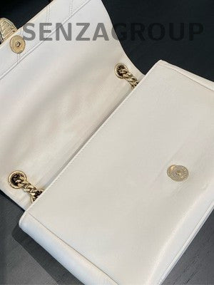 Bvlgari Serpenti Cabochon Chain Shoulder Crossbody Bag White