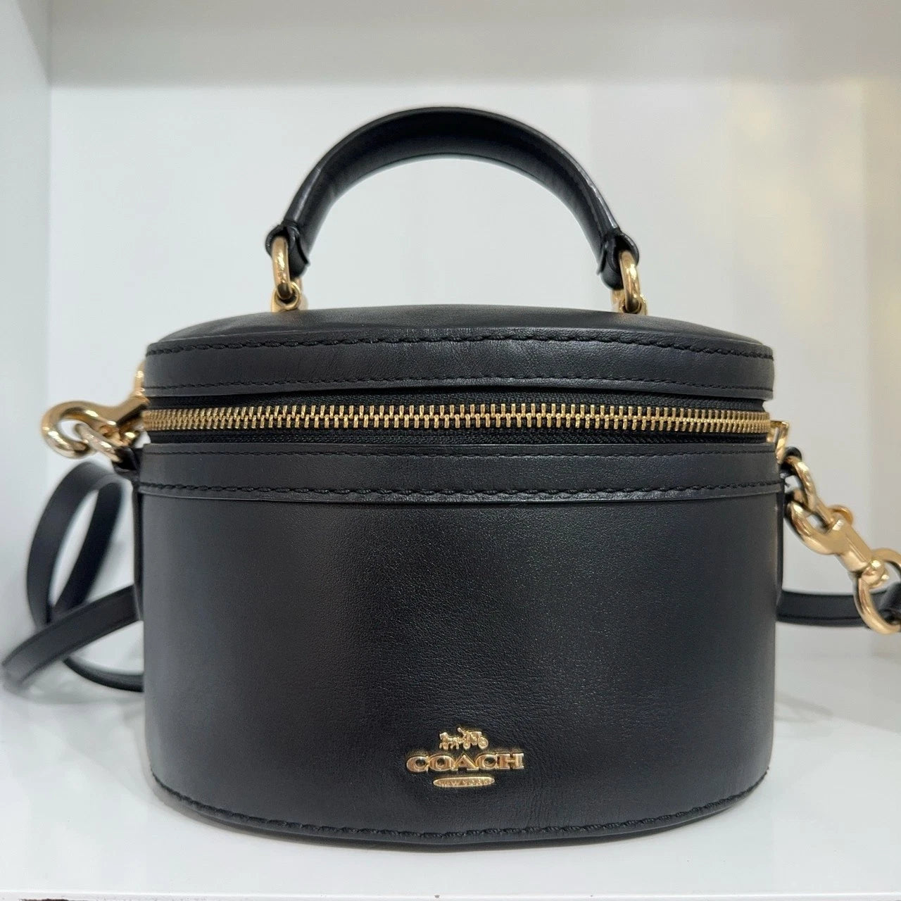 COACH Women's Black Leather Trail 20 Crossbody Handbag Box Bag