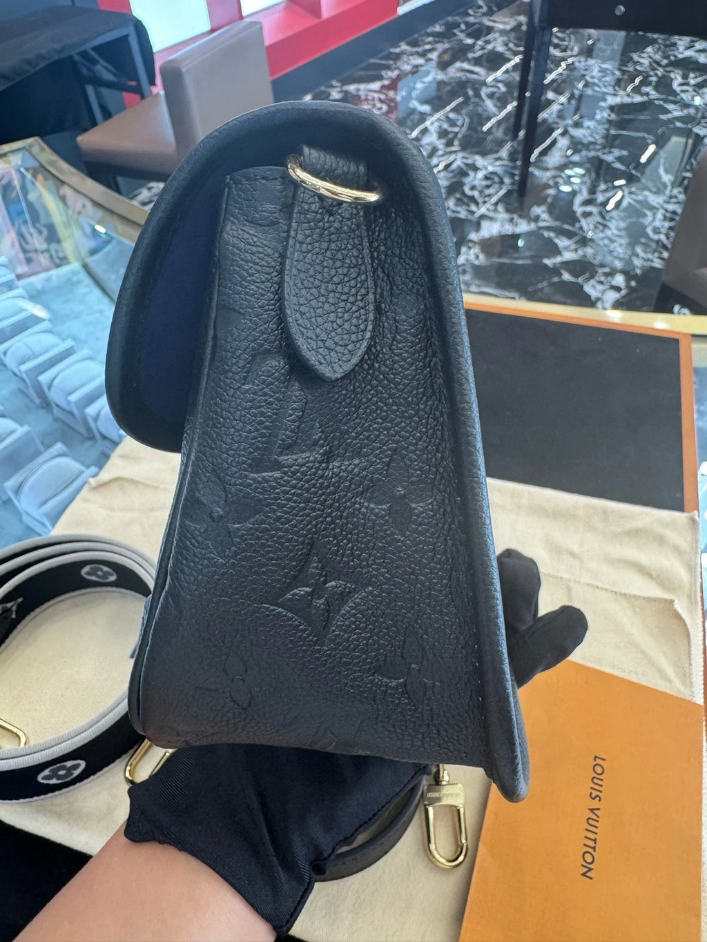 Louis Vuitton Black Full Leather Baguette Shoulder Bag For Women