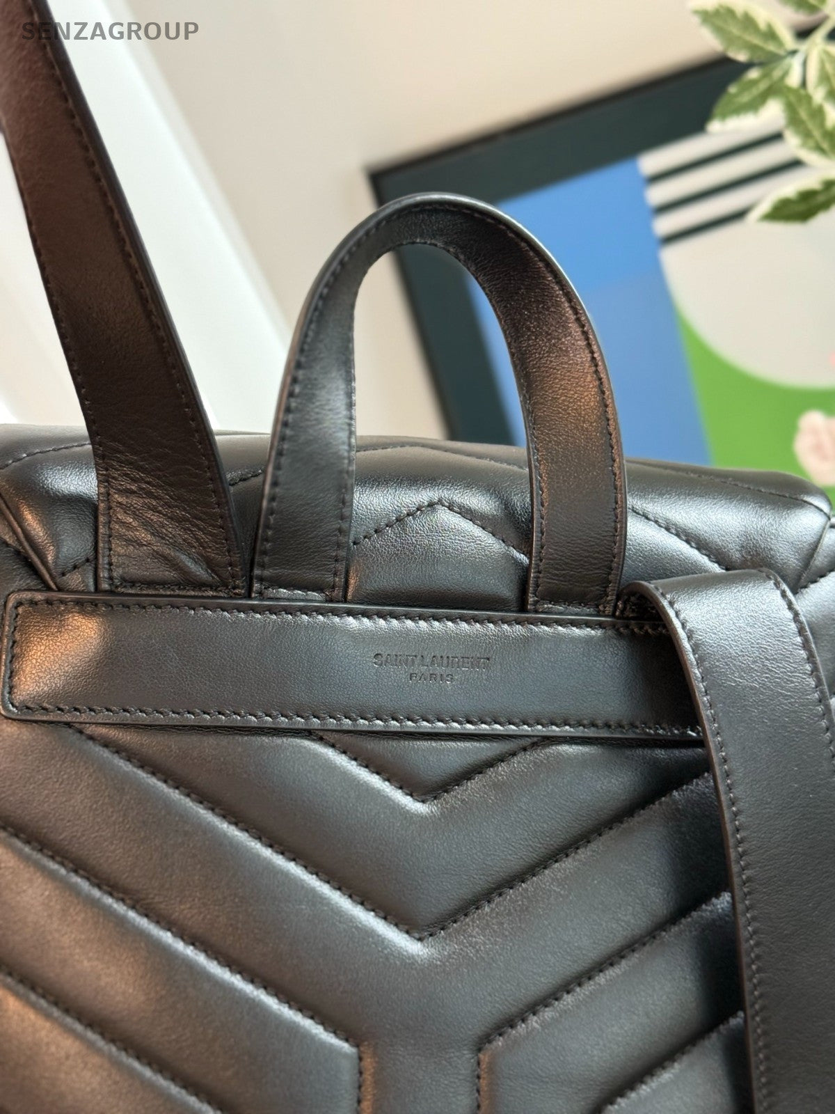 YSL Saint Laurent LouLou Backpack PM Top Handle Shoulder bag Black Women