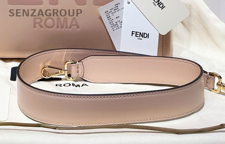 Fendi Tote MM Top Handle Bag Crossbody Pink Gold Used Women Classic