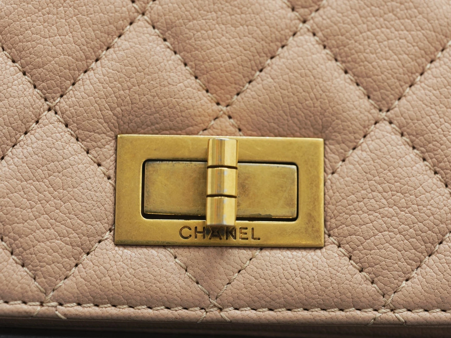 CHANEL Top Handle Diamond pattern Handbag Pink Gold Shoulder bag