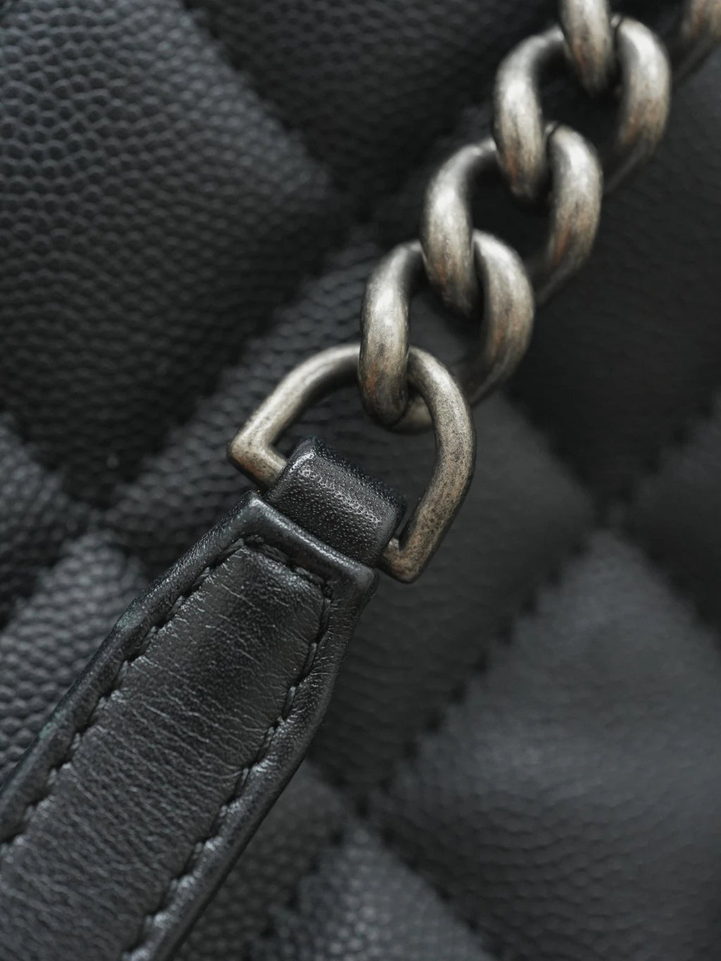 CHANEL CC Top Handle Diamond pattern Chain Shoulder Bag Black Silver - Pre-Owned