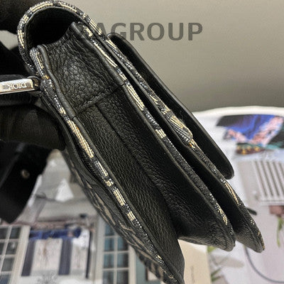 Dior Saddle Bag Black Oblique Silver Hardware Unisex Classic