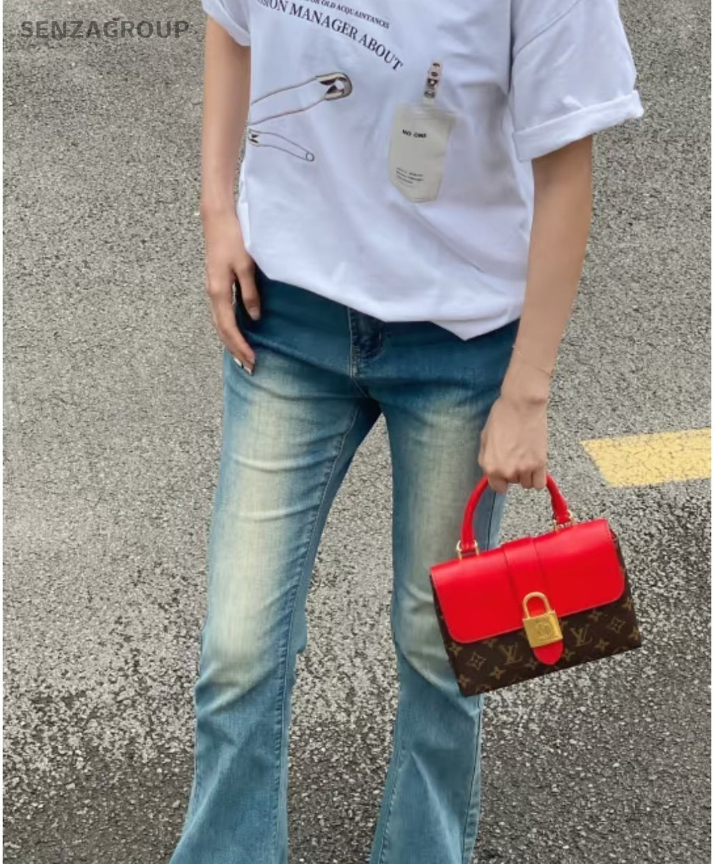 Louis Vuitton Locky BB Monogram Top Handle 2way Shoulder Handbag Women Red