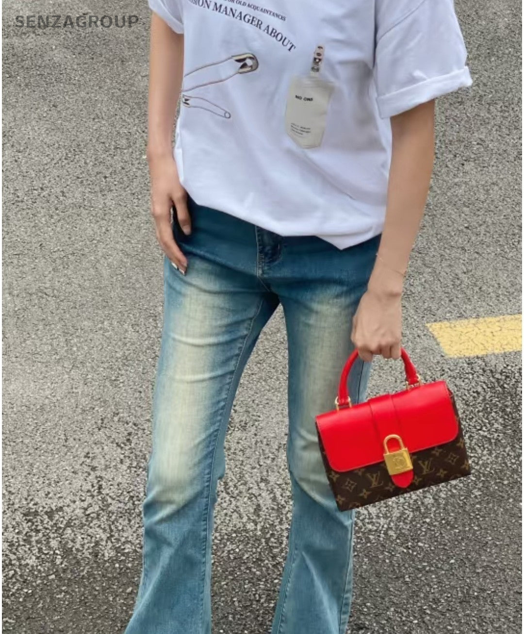 Louis Vuitton Locky BB Monogram Top Handle 2way Shoulder Handbag Women Red