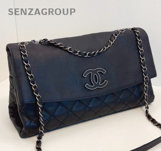 Chanel Soblack Pharrell Chain Shoulder Bag Black Silver Women Classic Diamond