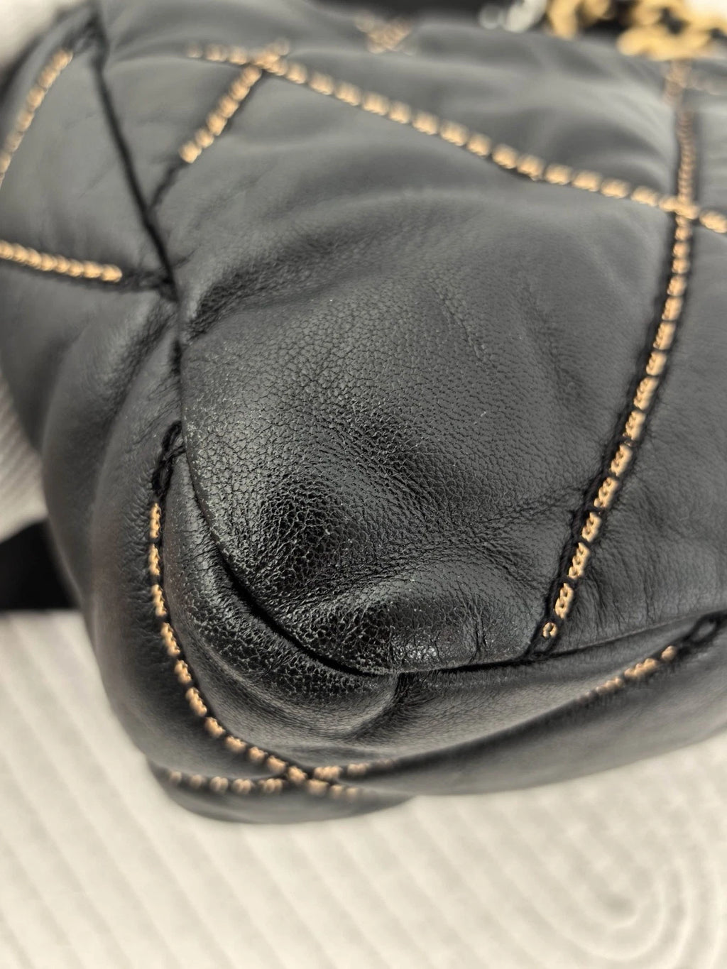 Chanel 19 Bag Crossbody Bag Lambskin Black Gold Diamond Women Classic