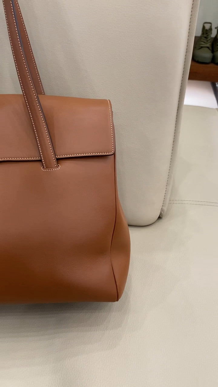 Celine Soft GM Shoulder Bag Brown Gold Unisex Adults Classic Designer