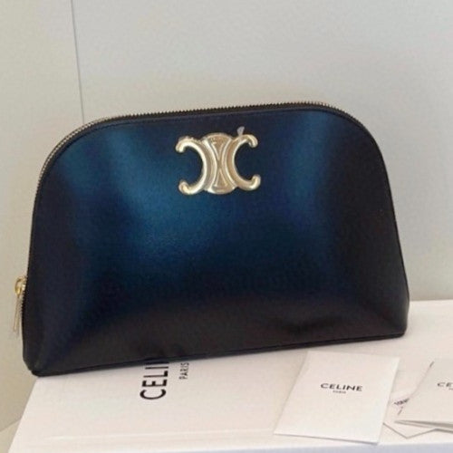 CELINE Triomphe Alma Handbag Black Gold Classic Brand NEW