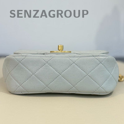 Chanel Classic Flap Light Blue Lambskin Quilted Chain Shoulder Bag