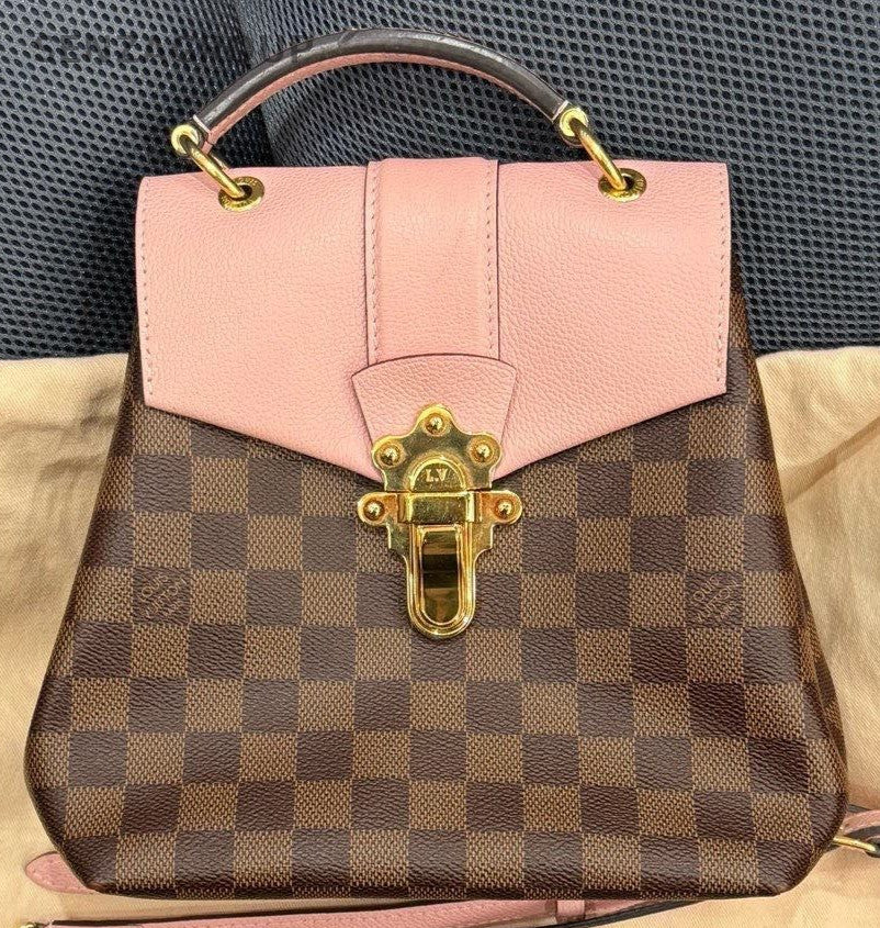 Louis Vuitton Clapton Backpack Pink Brown Gold Used Women Classic Designer