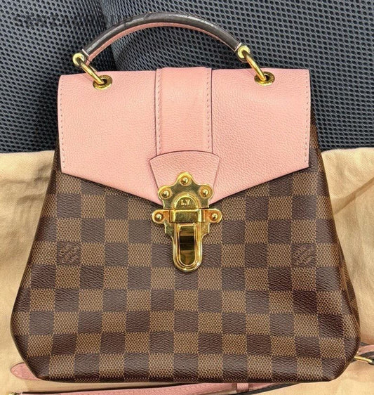 Louis Vuitton Clapton Backpack Pink Brown Gold Used Women Classic Designer