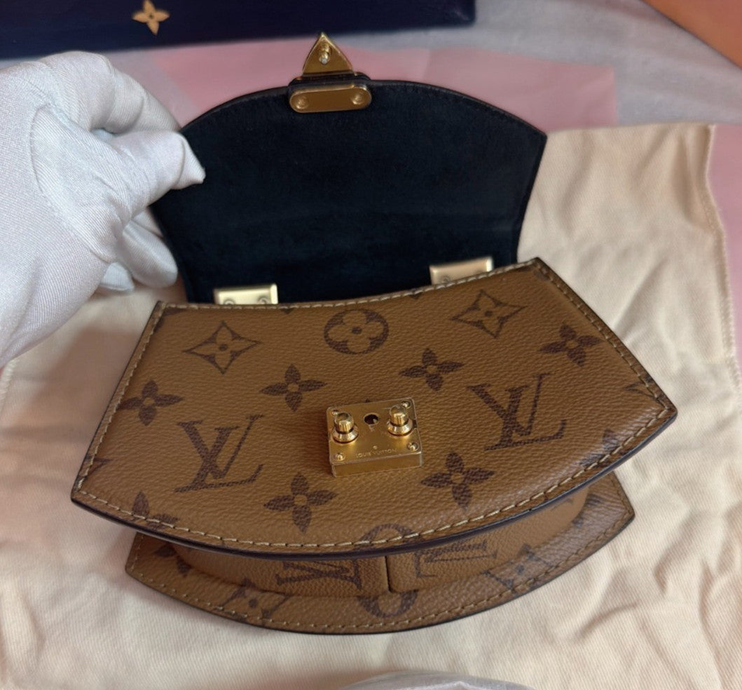 Louis Vuitton Tillsit Mini Monogram Top HandleCrossbody Brown Gold Women Classic