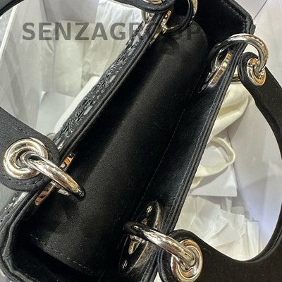 Dior Lady Dior Cannage Black Silver Handbag Shoulder Bag Classic