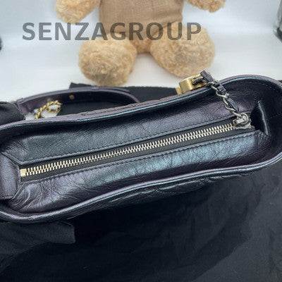Chanel Gabrielle Small Chevron Chain Shoulder Crossbody Bag Black Gold