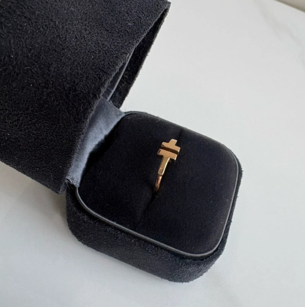 Tiffany &amp; Co. Tiffany T Square 18K Rose Pink Gold Band Ring EU51/US5.75