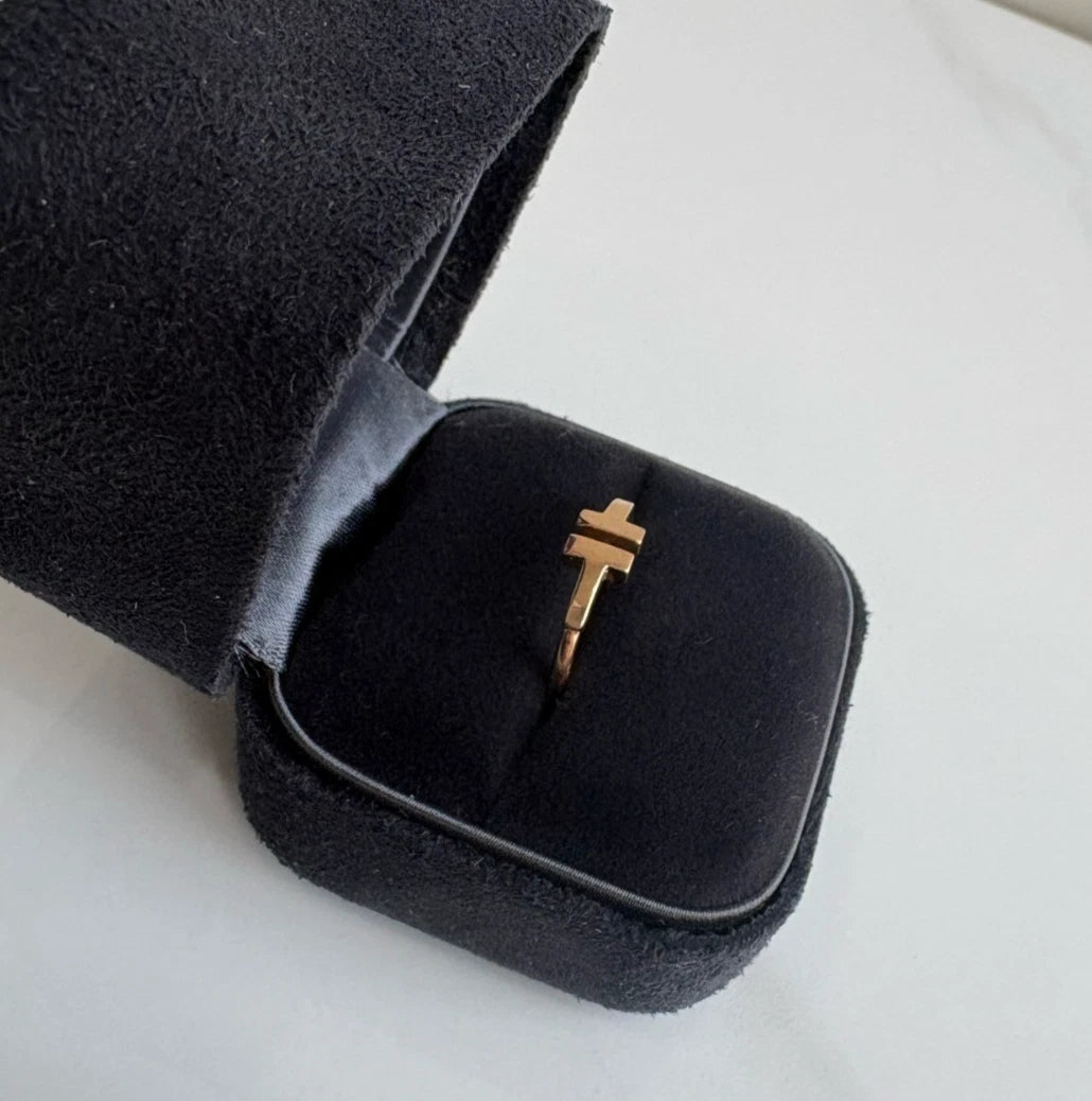Tiffany &amp; Co. Tiffany T Square 18K Rose Pink Gold Band Ring EU51/US5.75