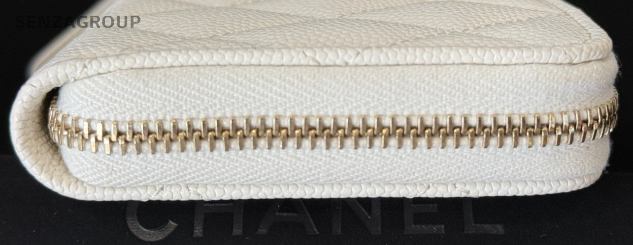 Chanel 25B Long Wallet White Gold Used Women Classic Diamond