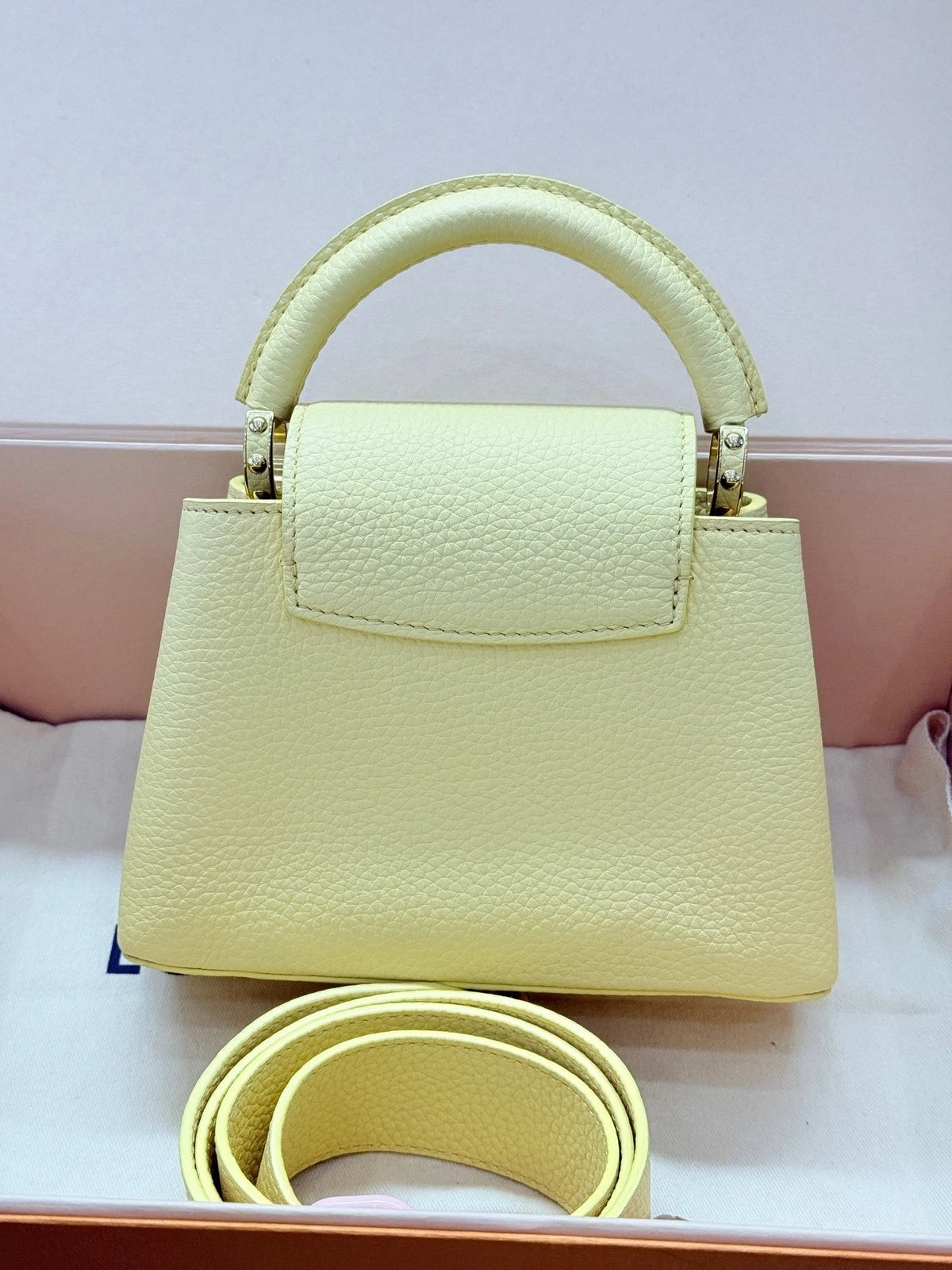 Louis Vuitton Calfskin Capucines Mini Shoulder Bag for Women Yellow