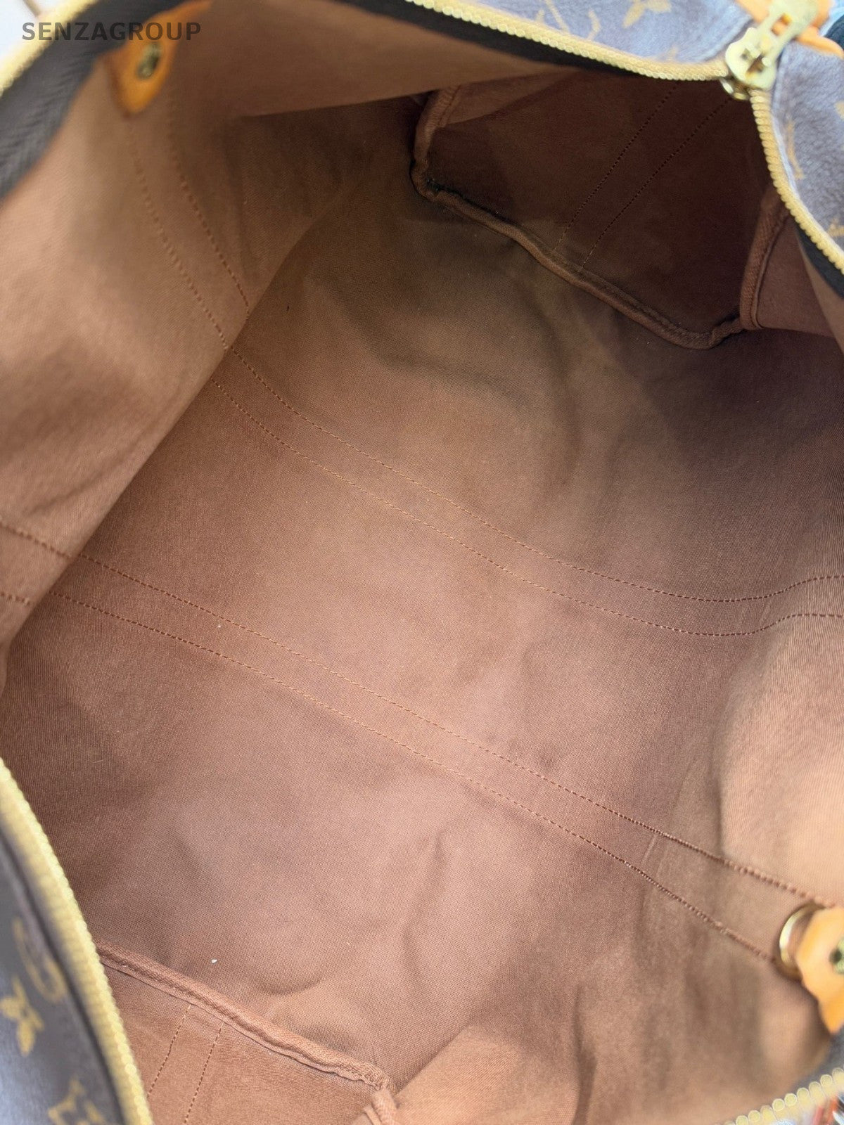 Louis Vuitton Keepall45 Monogram Top Handbag Crossbody Brown Gold Unisex Adults