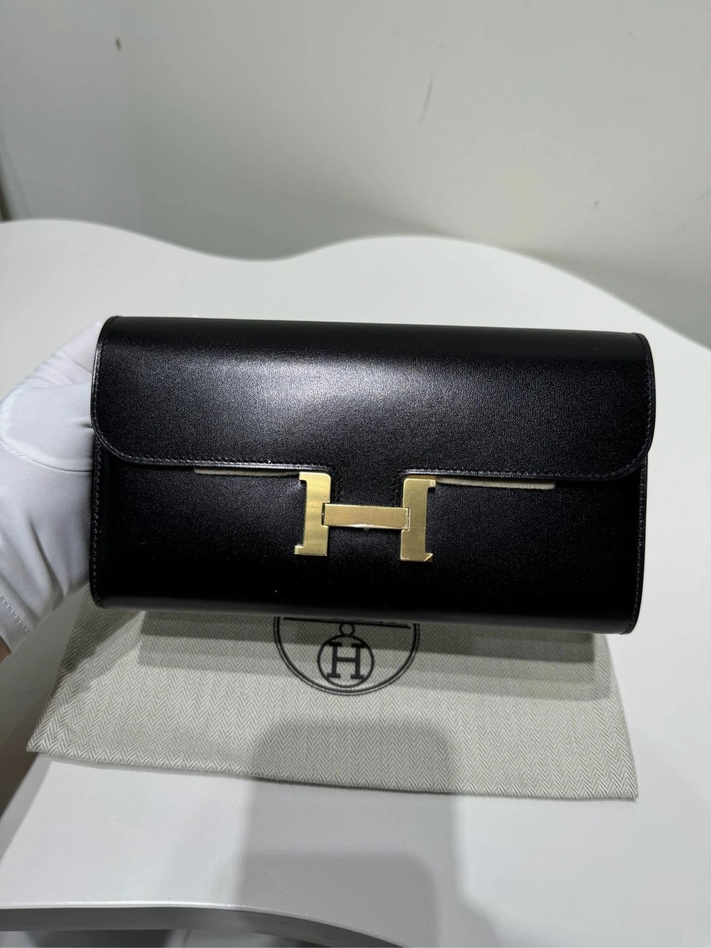 Hermes Constance To Go Rock Black Gold Box Leather Shoulder Bag For Women