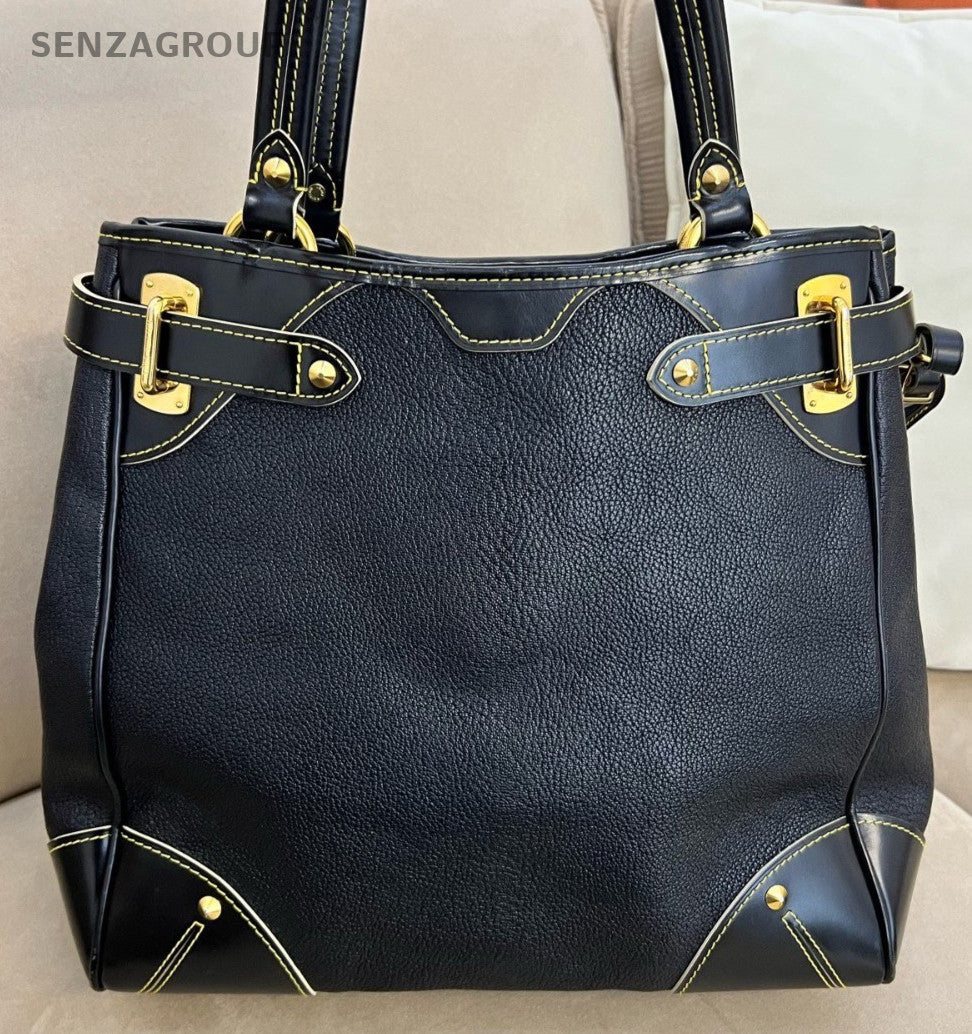 Louis Vuitton Suhali Lambskin Shoulder Bag Black Gold Women Classic