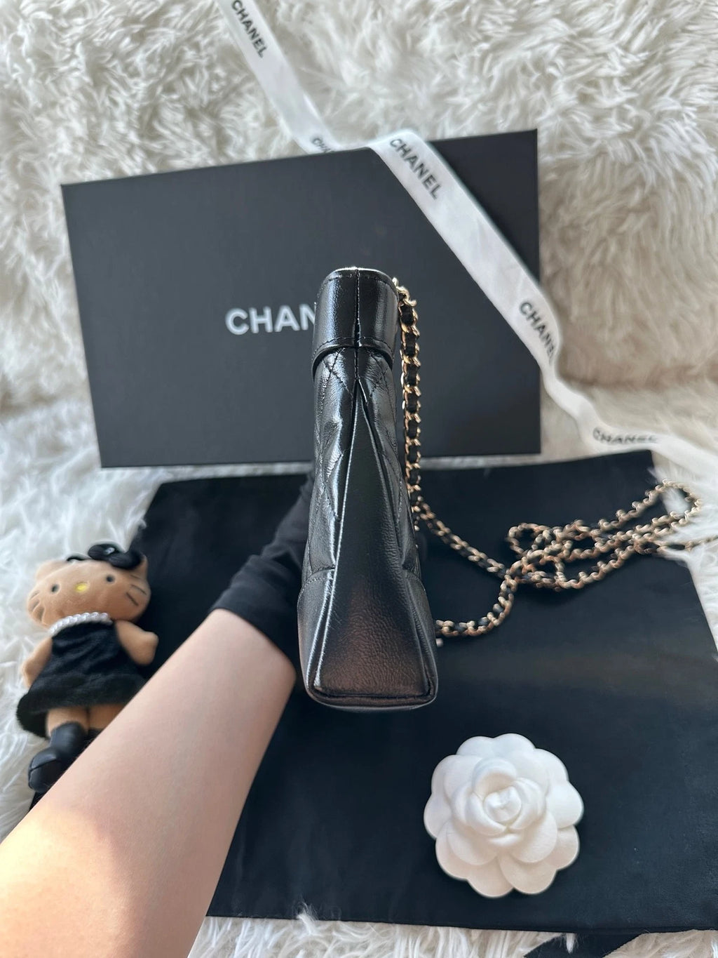 CHANEL 31Bag Nano Black Gold Crossbody Shoulder Handbag For Women