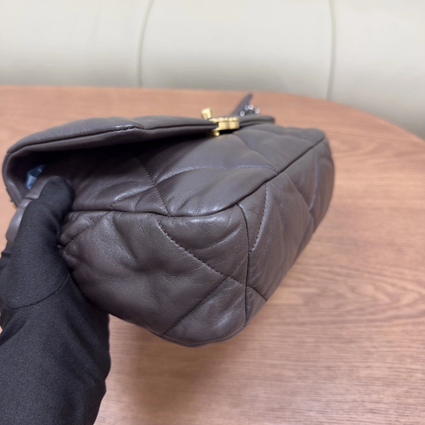 Chanel 19 Bag Small Flap Crossbody Shoulder Bag Dark Brown Lambskin
