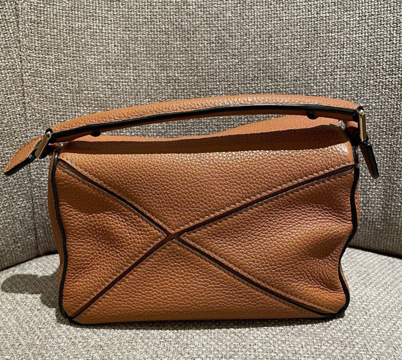Loewe Puzzle Mini Top Handle Bag Crossbody Brown Gold Used Women Classic