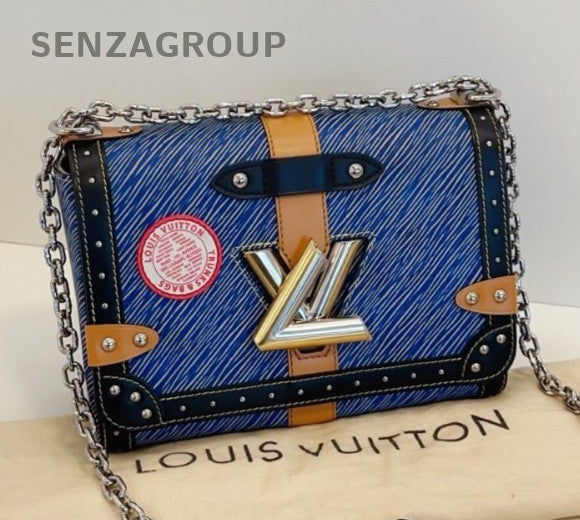Louis Vuitton Twist PM Chain Epi Shoulder Bag Crossbody Blue Silver Women