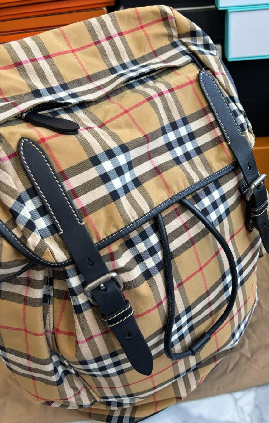 Burberry Classic Check Canvas Backpack Shoulder Bag Multicolor Unisex Adluts