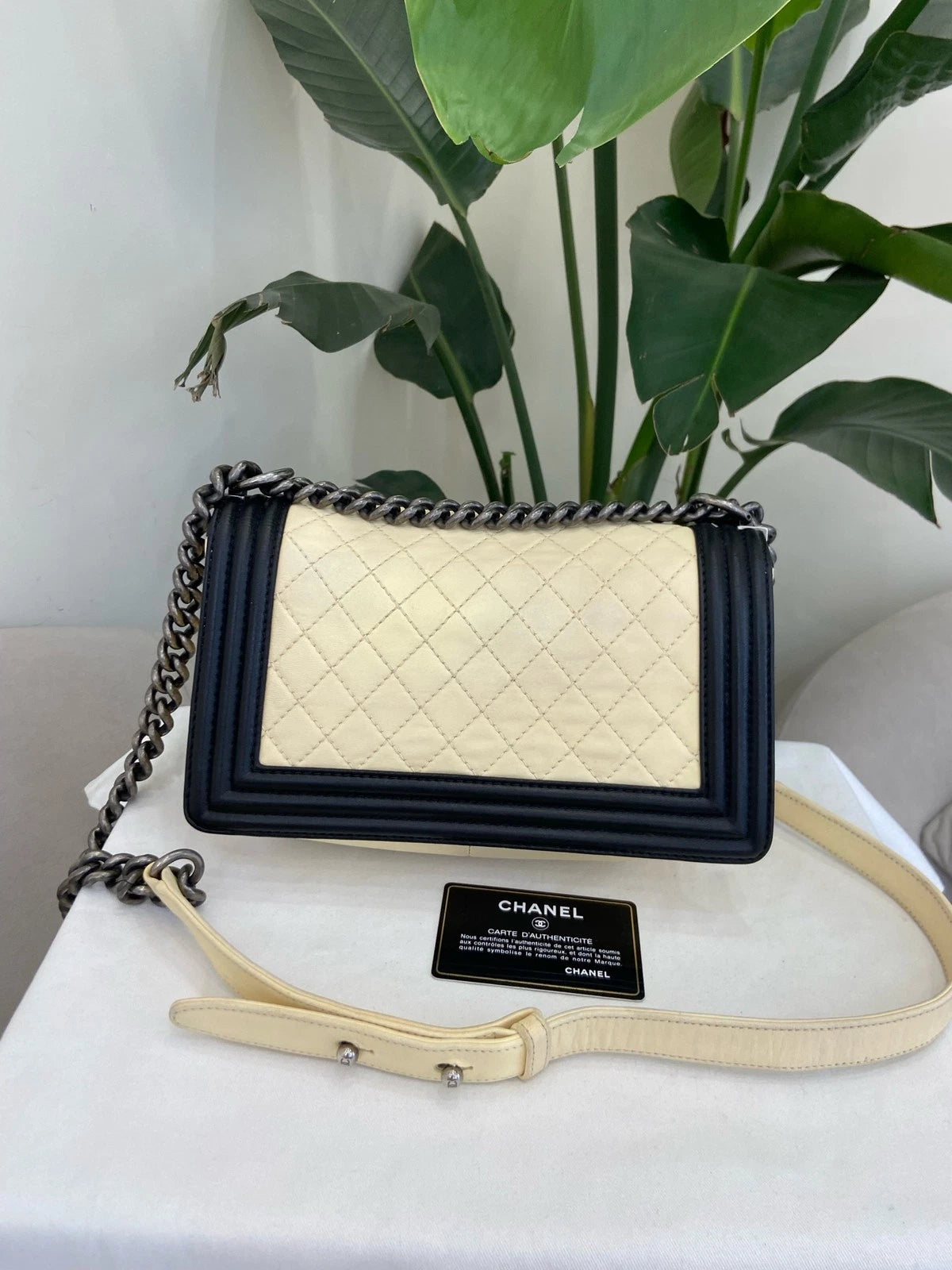 CHANEL LeBoy Medium Shoulder Bag For Women Black White