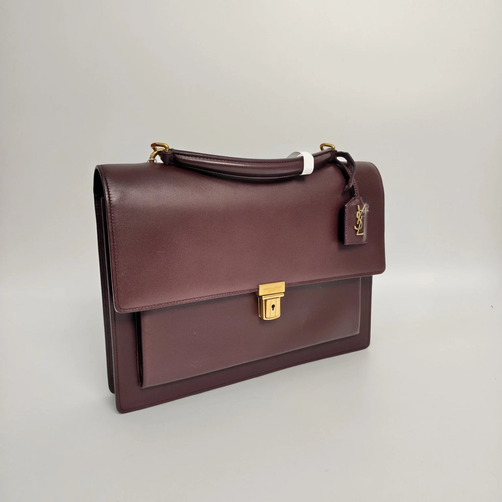 Saint Laurent Leather Burgundy Large College Shoulder Bag For Women