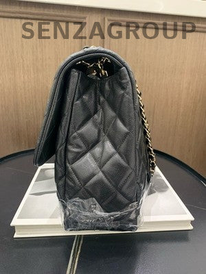 Chanel Classic Flap Black Gold Calfskin Quilted Chain Shoulder Bag