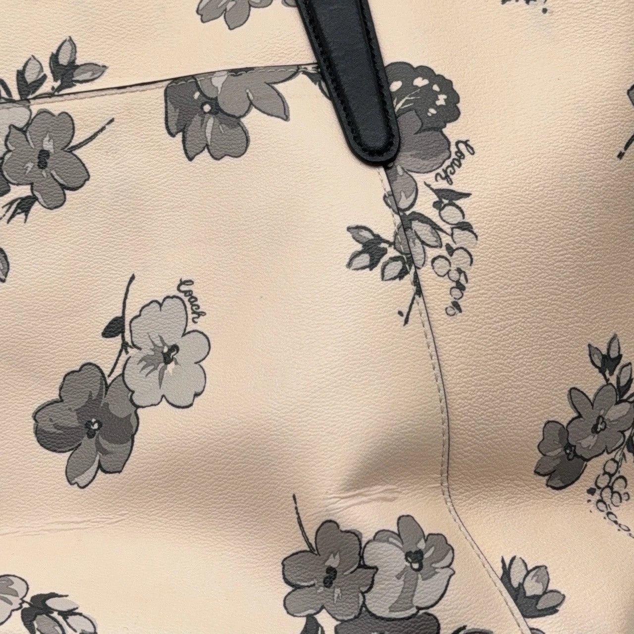 Coach Ava Beige Ink Print Tote Shoulder Handbag for Women