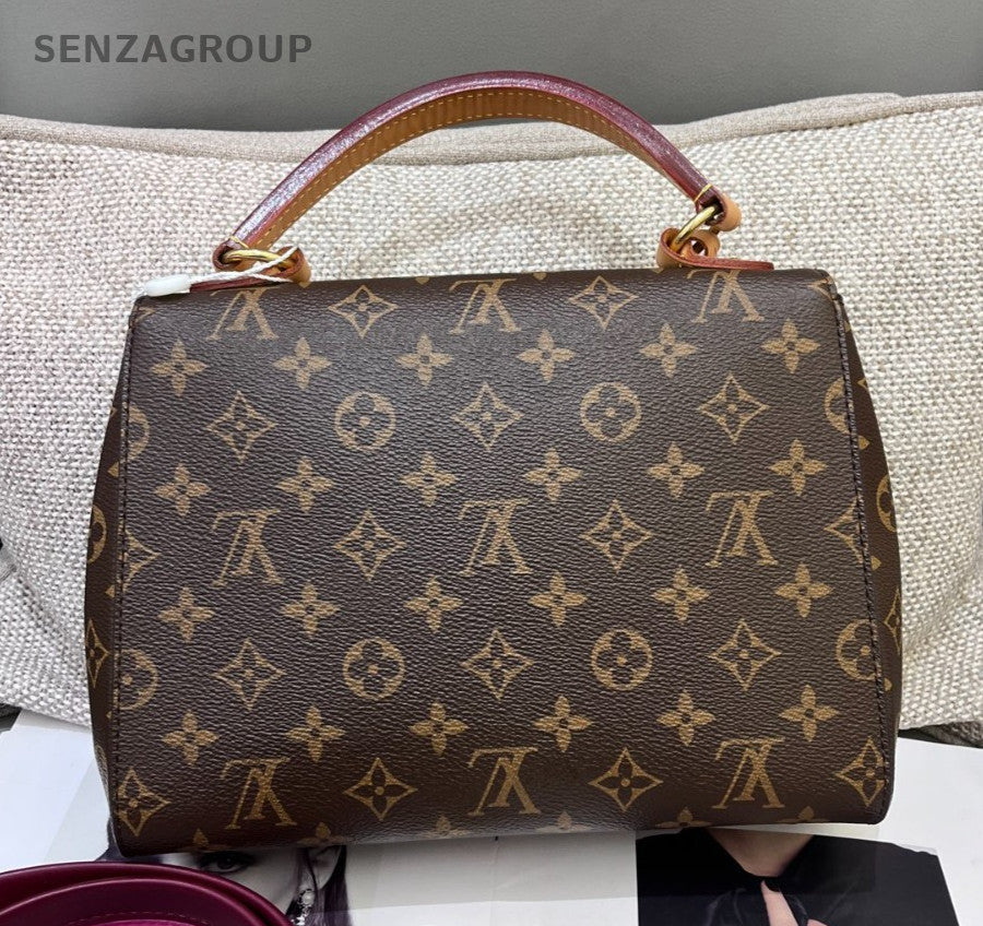 Louis Vuitton Cluny BB Monogram Top Handle Bag Crossbody Brown Women Classic