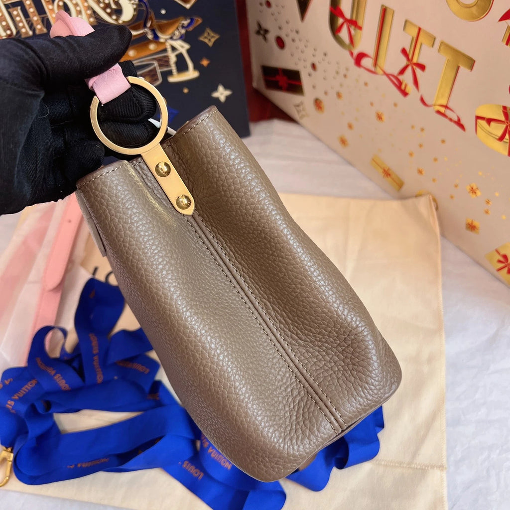 Louis Vuitton Capucines BB Top Handle Bag Crossbody Gray Pink Gold Women Classic