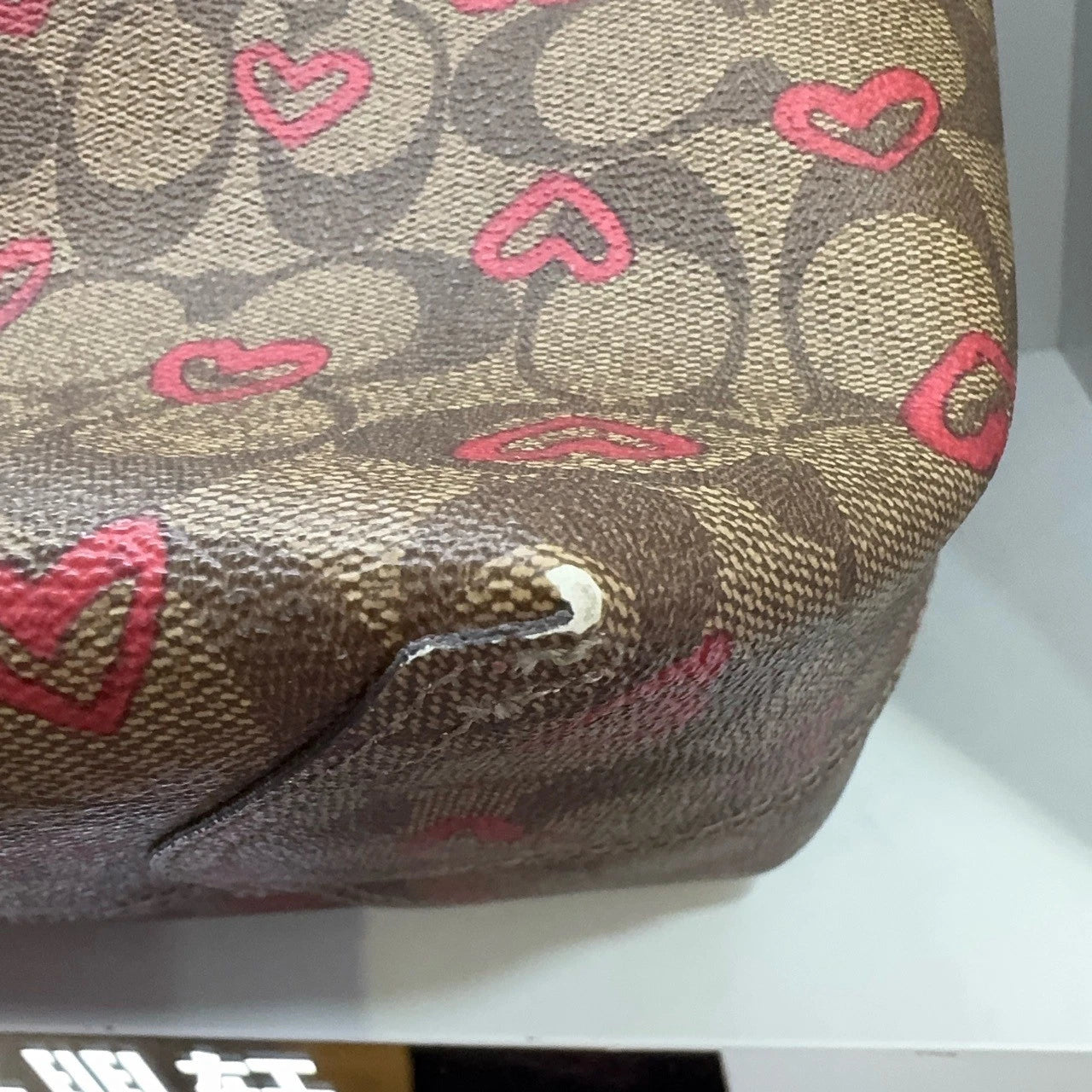 Coach City 33 Reversible Heart Print Canvas Tote Handbag For Women