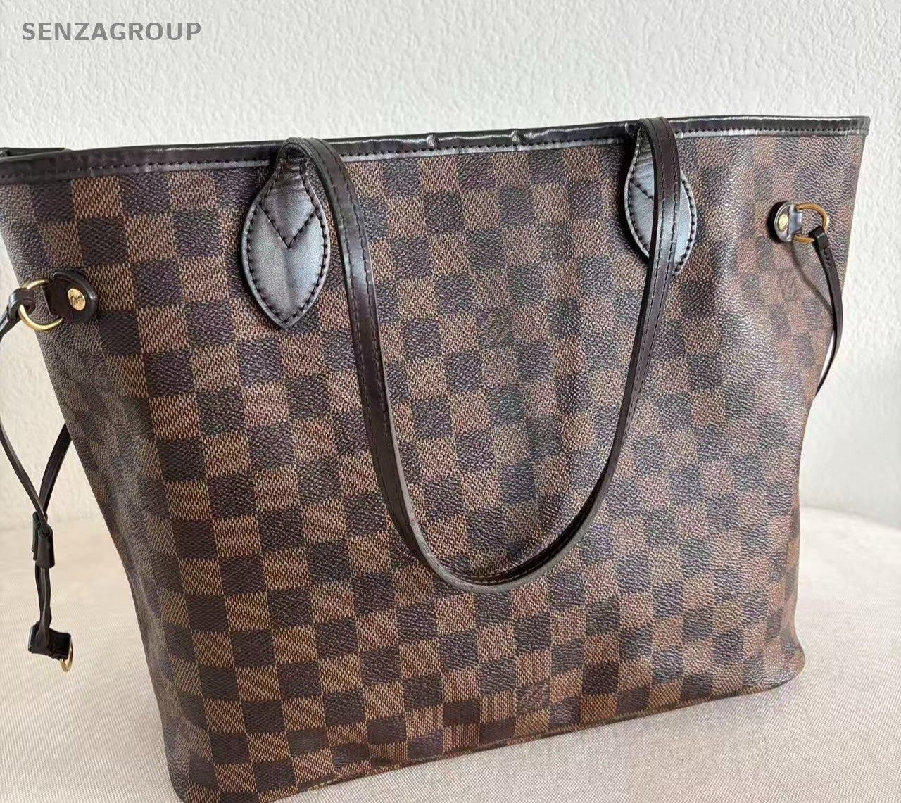 Louis Vuitton Neverfull MM Damier Ebene Shoulder Bag Brown Red  Women Classic