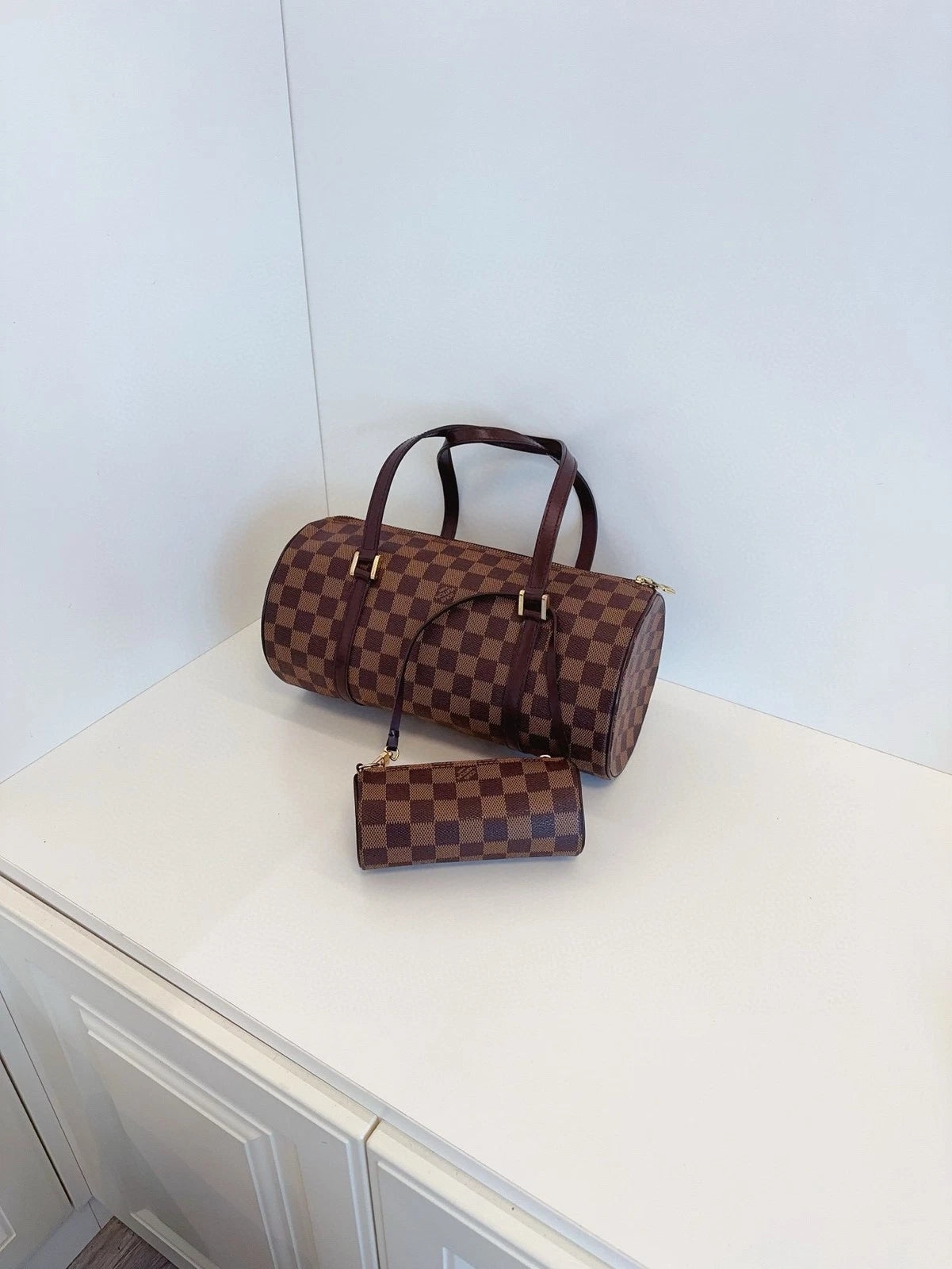 Louis Vuitton Damier Canvas Papillon30 2-in-1 Handbag For Women