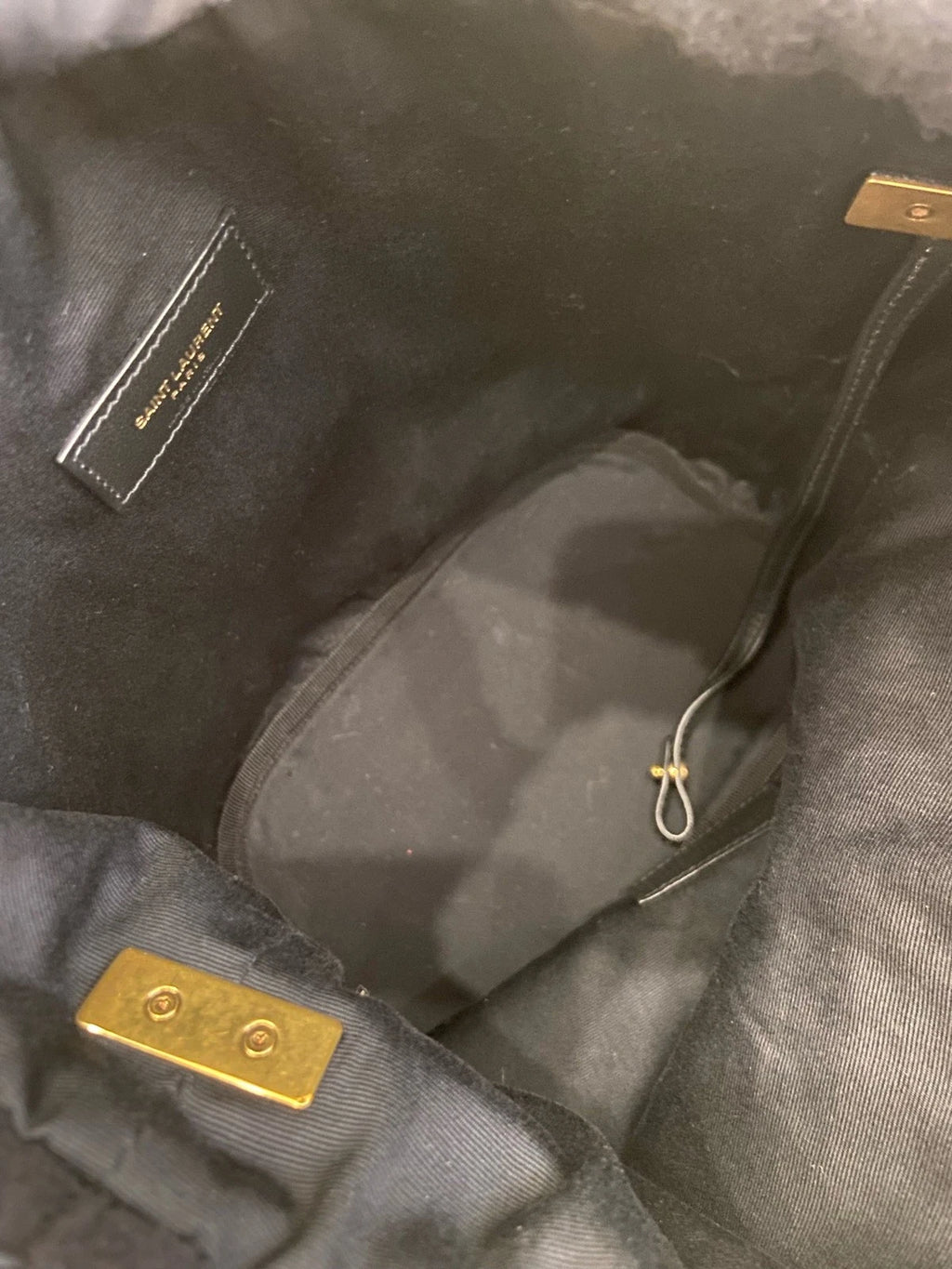 Saint Laurent Women Embroidered Leather Drawstring Bucket Bag