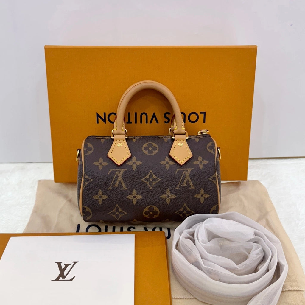 Louis Vuitton 2024 New Speedy Nano Canvas Handbag Shoulder Crossbody Women