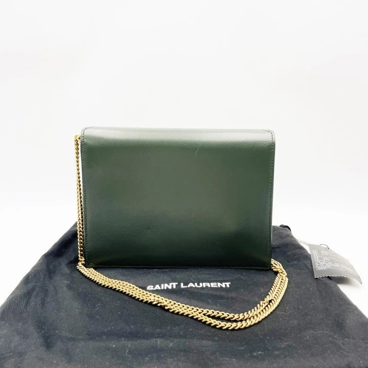 YSL Cassandra Green Calfskin Shoulder Crossbody Bag For Women